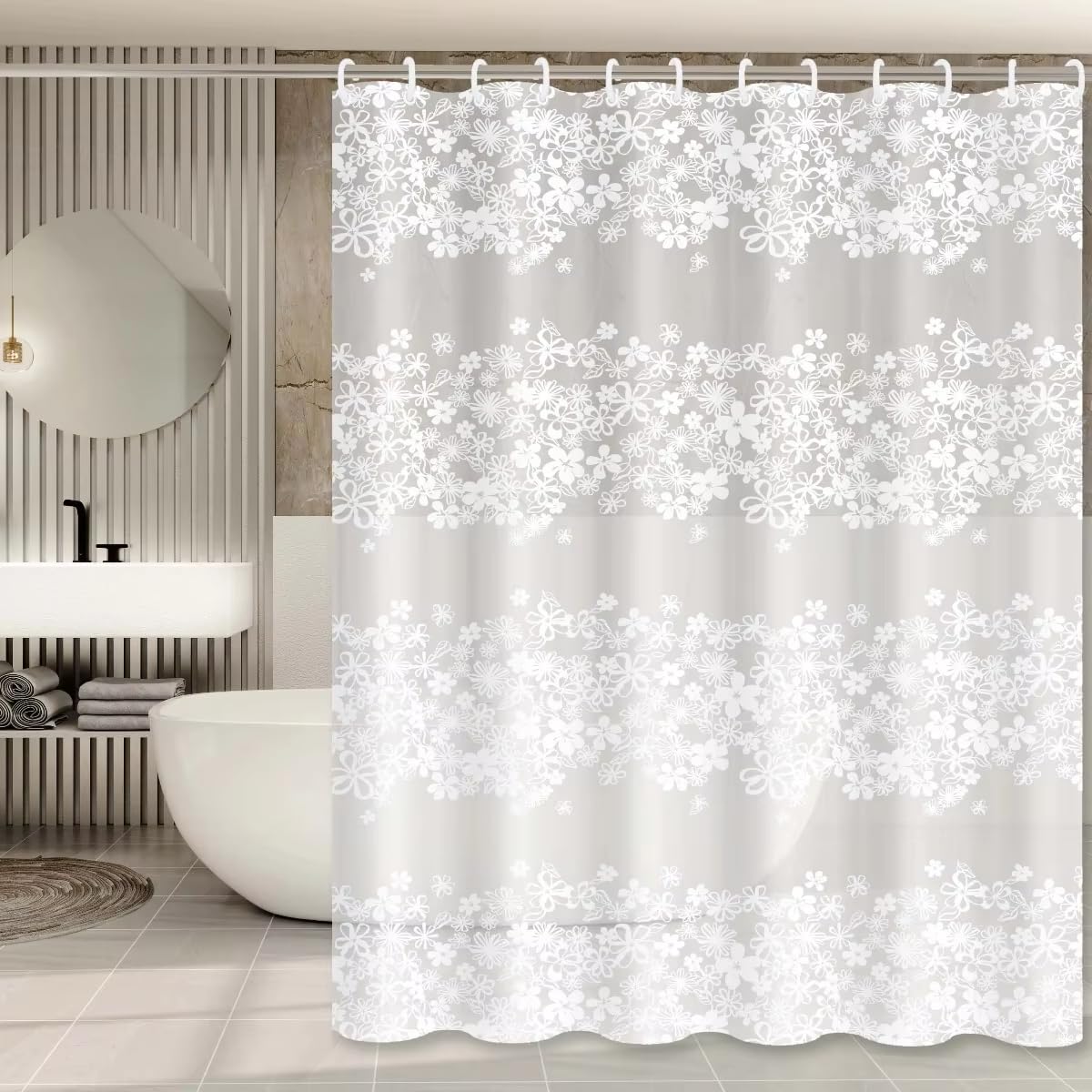 Rideau de douche anti éclaboussures 100x180 lavable pour sol sec