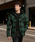ZITY Men's Fleece Flannel Jacket Full Zip Plaid Lumberjack Sherpa Lined Hoodies Winter Warm Coat