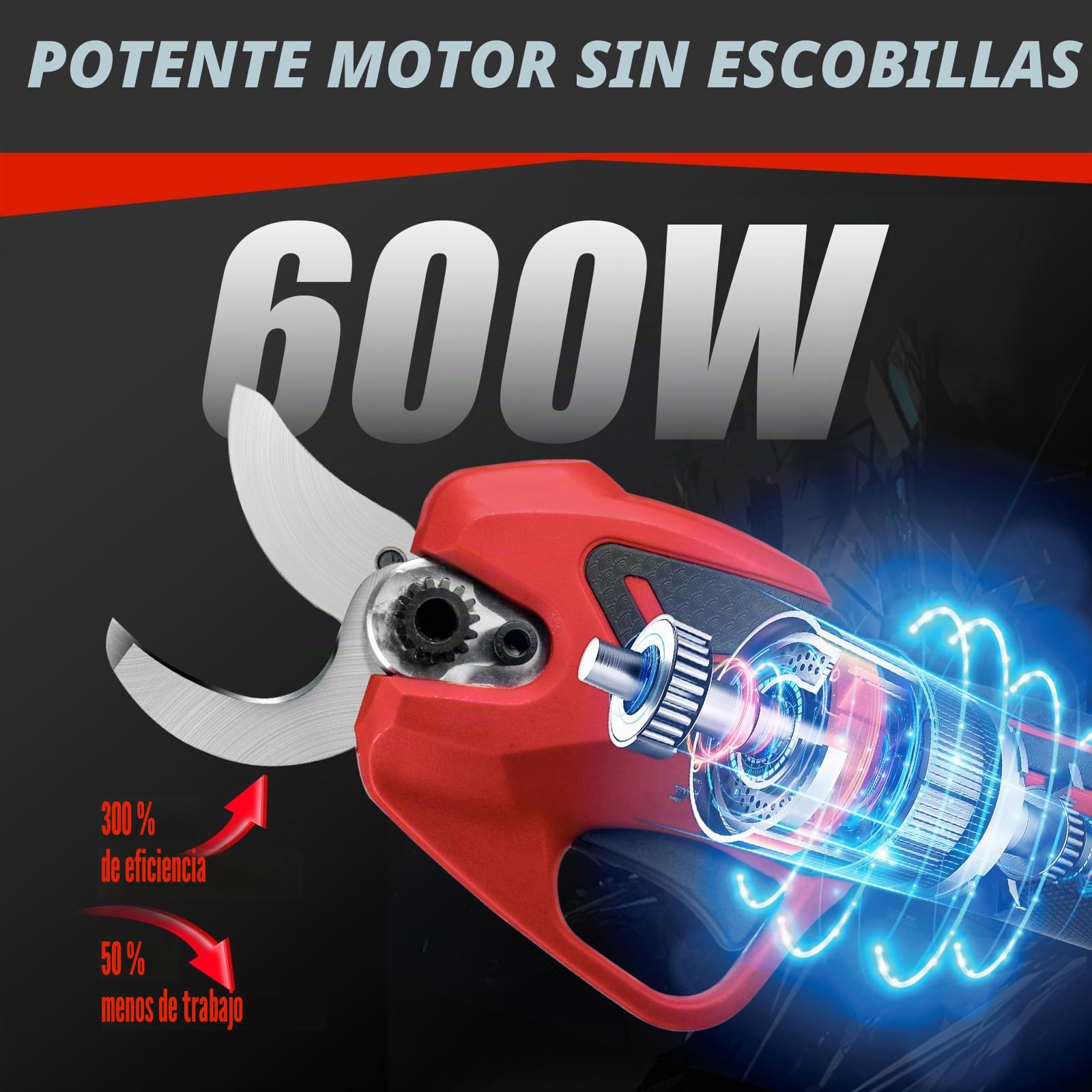 Tijeras de jardín eléctricas para batería Makita de 18V, tijeras de poda de batería de 600W profesionales con 2 baterías de 2000mAh, tijeras de jardín sin escobillas manuales con diámetro de corte de