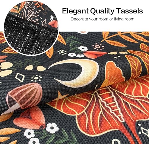 Miniatura 5 de ARTCREATOR Paquete de 2 decoraciones para colgar en la pared de hongos, decoración de habitación hippie, decoración de núcleo de cabaña, tapiz