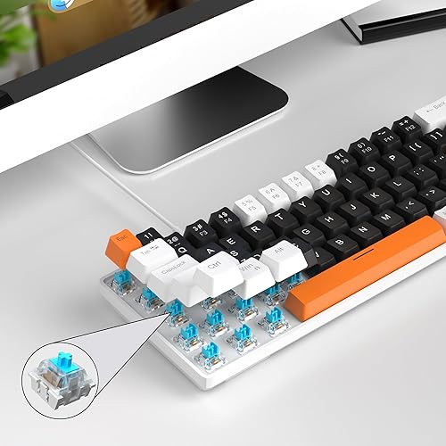 Miniatura 6 de MageGee MK-Box - Teclado mecánico portátil 60% para juegos, retroiluminación LED, compacto, 68 teclas, mini teclado de oficina con cable con