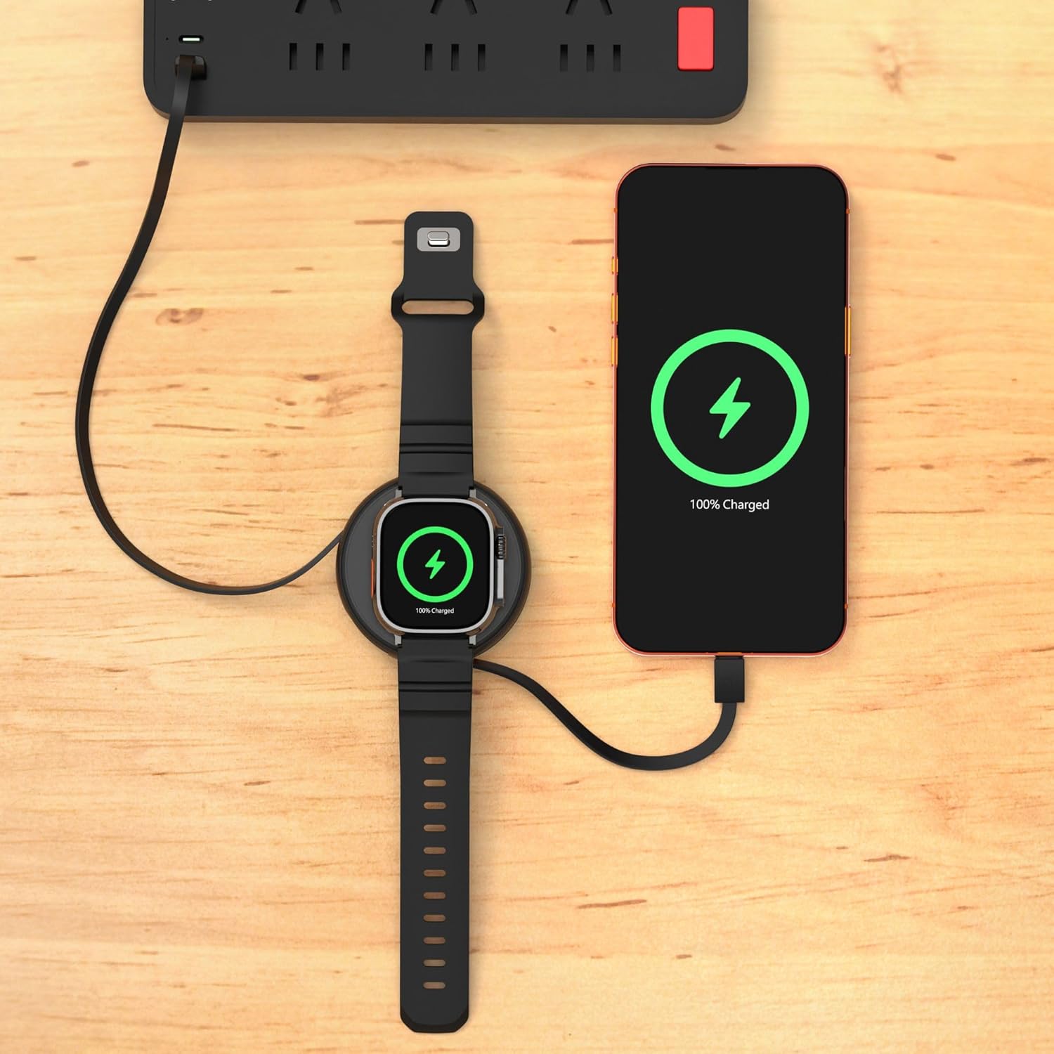 Function101 2-in-1 Retractable USB-C Magnetic Wireless Charging Cable 1.1m, 10 Lengths – Type C Charger Cord for Type C Devices, Compact Retractable Charger for Versatile Charging Solutions - Black
