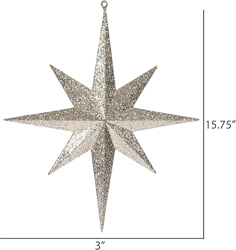Vista 47 de Vickerman Adorno de Navidad de estrella de Belén con purpurina iridiscente de oro rosa de 8 pulgadas, 4 por caja