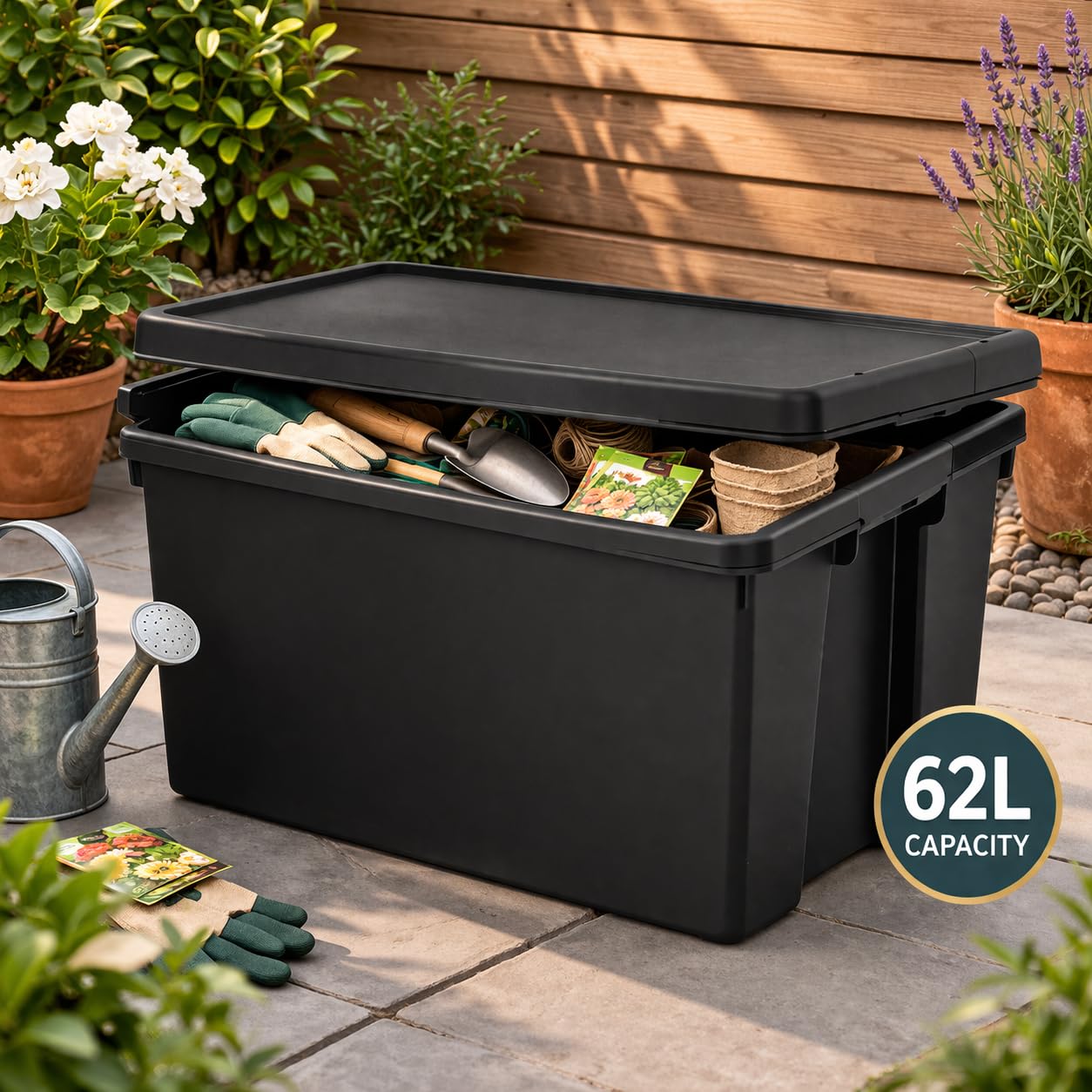 M1SS Extra Large Super Strong Black Storage Boxes With Lids Impact