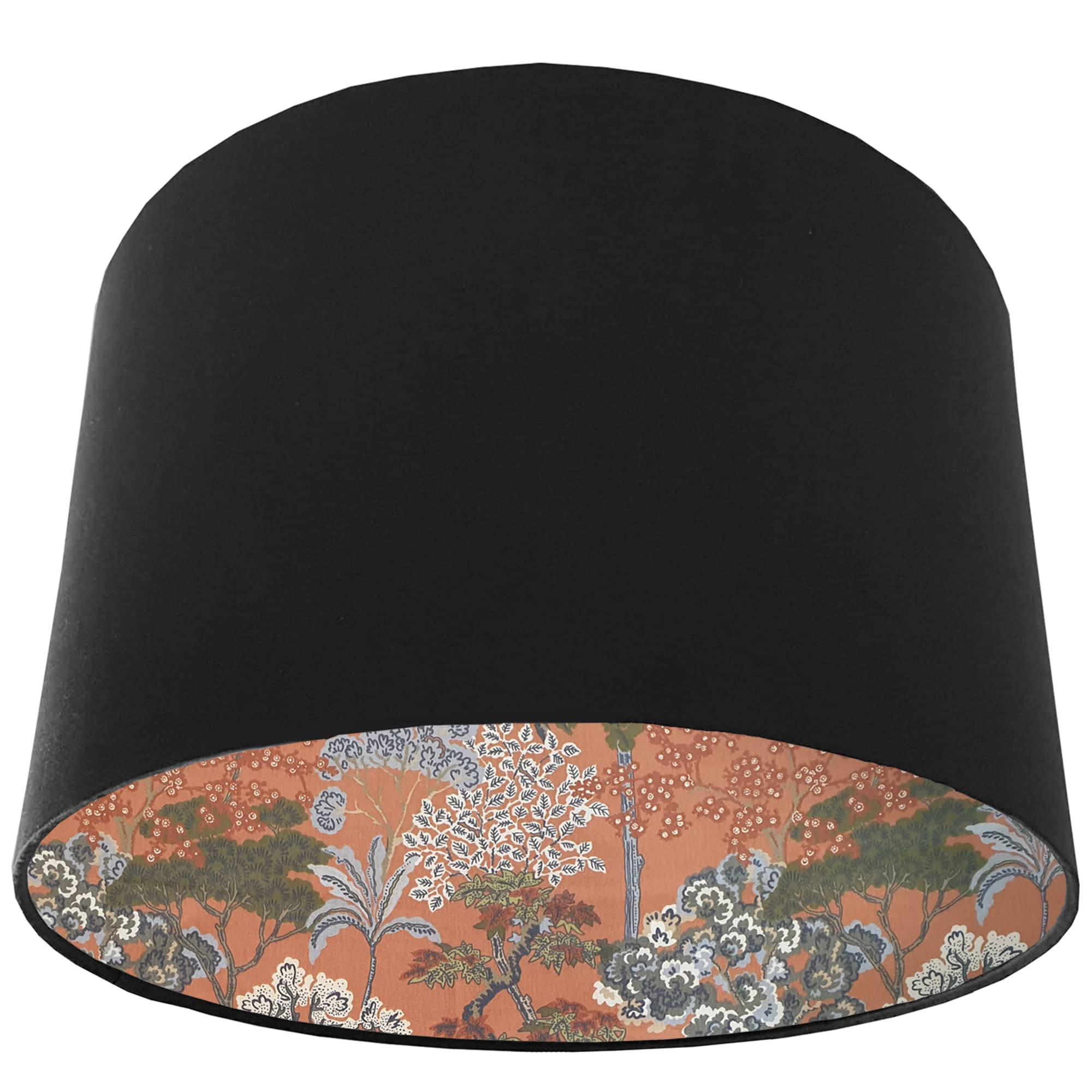 Earth Tone Orange Light Shade with Choice of Colour and Tree Themed Nature Design (Black)