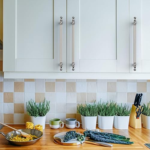 Miniatura 4 de Asidrama Paquete de 10 manijas moleteadas de níquel satinado cepillado de 7.5 pulgadas (7.559 in), tiradores de gabinete, accesorios de gabinete de