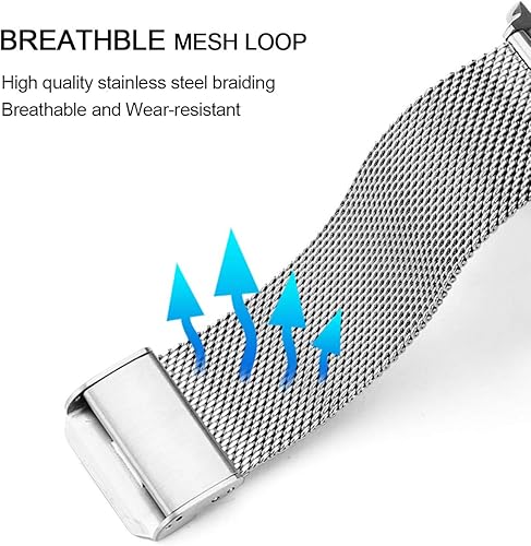 Miniatura 5 de DEALELE Band Compatible with Samsung Gear S3 FrontierClassicGalaxy Watch 46mm, 22mm Stainless Steel Mesh Strap with Rhombus-Texture Bezel Ring Case