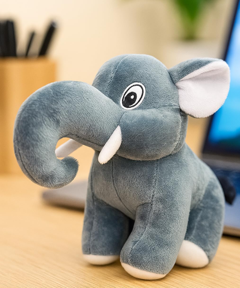 Buy Gilli Danda Toys - Mini Plush Elephant Desk Buddy – Soft Grey