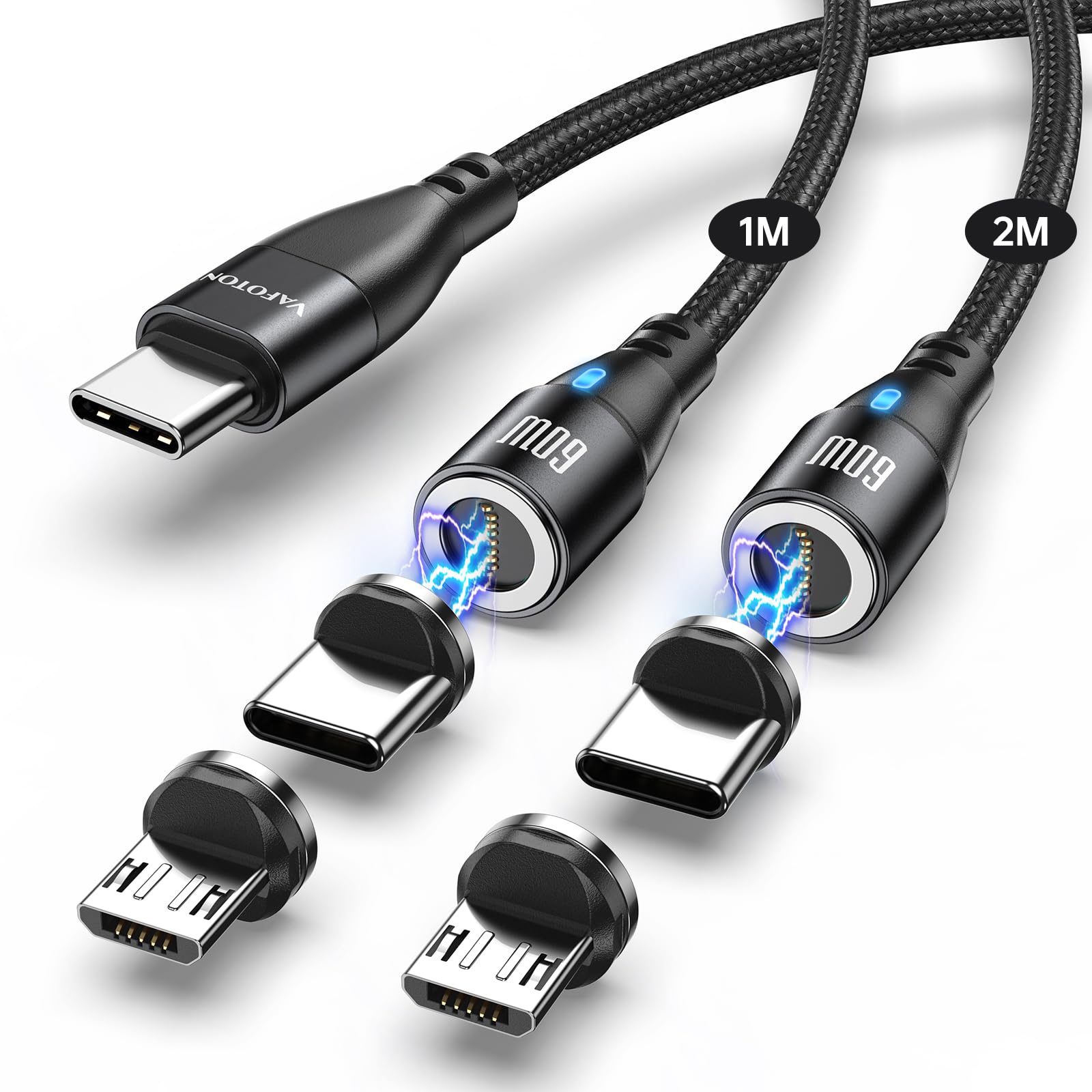 Amazon.co.jp: VAFOTON 9ピン PD60W 磁気充電ケーブル【2本セット・1m+