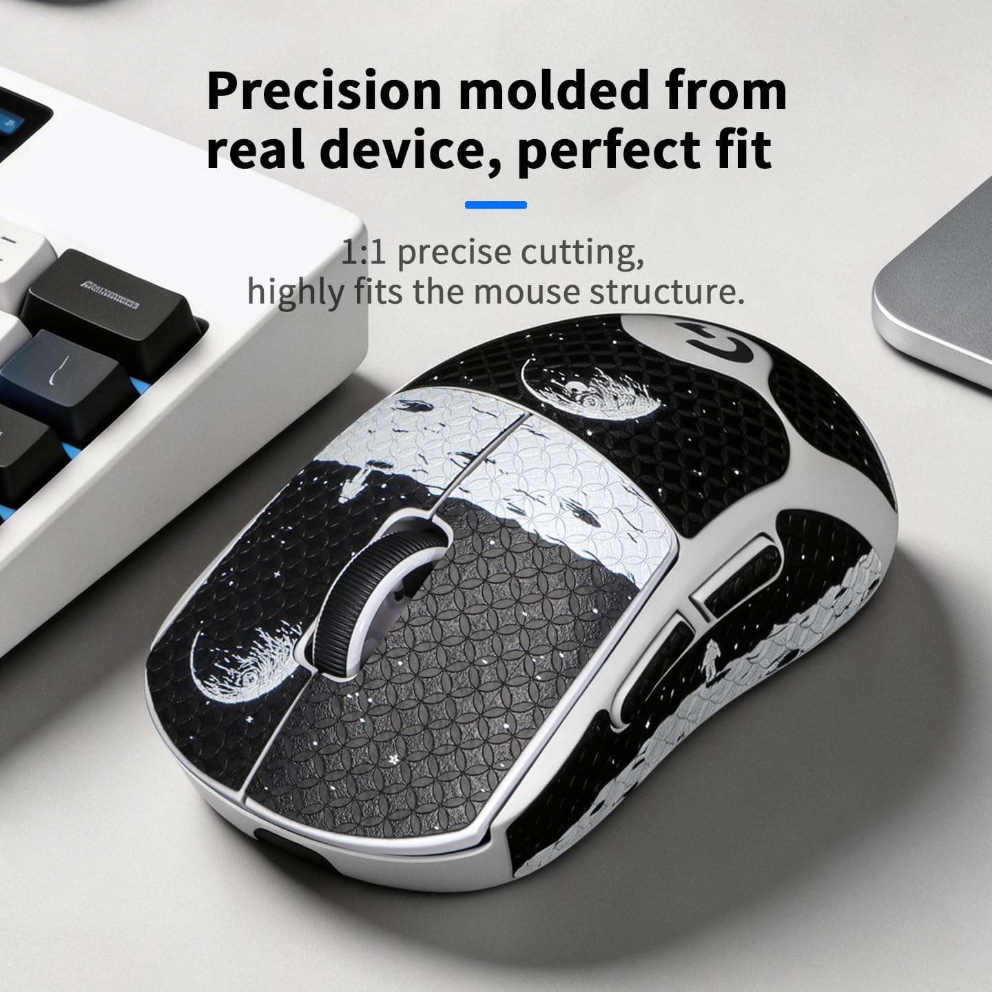 immoenuc Mouse Grip Tape for Logitech G PRO X Superlight 2c, Pre-Cut Anti-Slip Sweat-Resistant Ultra-Thin PVC Skin, for Gaming and Office Use - Earth Pattern image 4