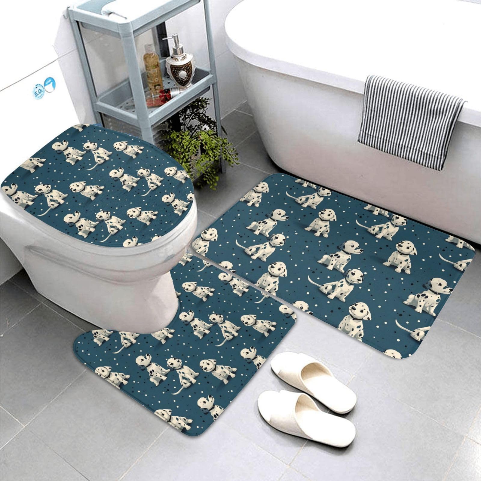 Tapis de salle de bain lavable lot de 3 pour éviter les glissades sur sol humide