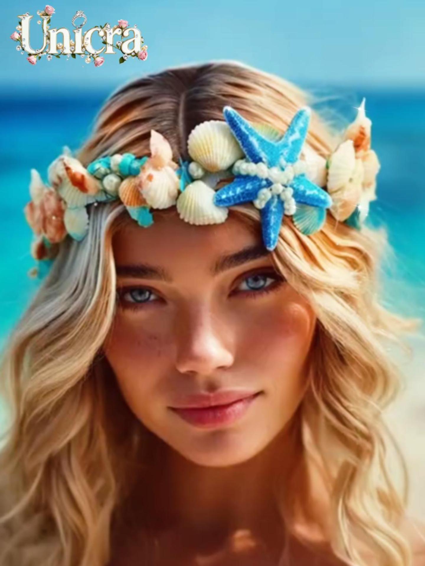 Under the Sea- Handmade Turquoise & Crystal Wire-Wrapped Women’s Headband diy mermaid headband idea/ diy headband/ under the sea  main image 3