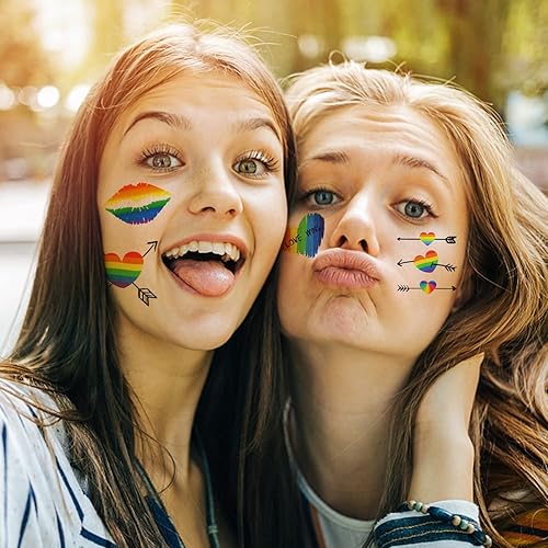 Miniatura 6 de CCINEE 40 hojas de tatuajes de orgullo arco iris, tatuajes de orgullo gay, impermeables, tatuajes temporales LGBT, calcomanías de tatuaje de arco