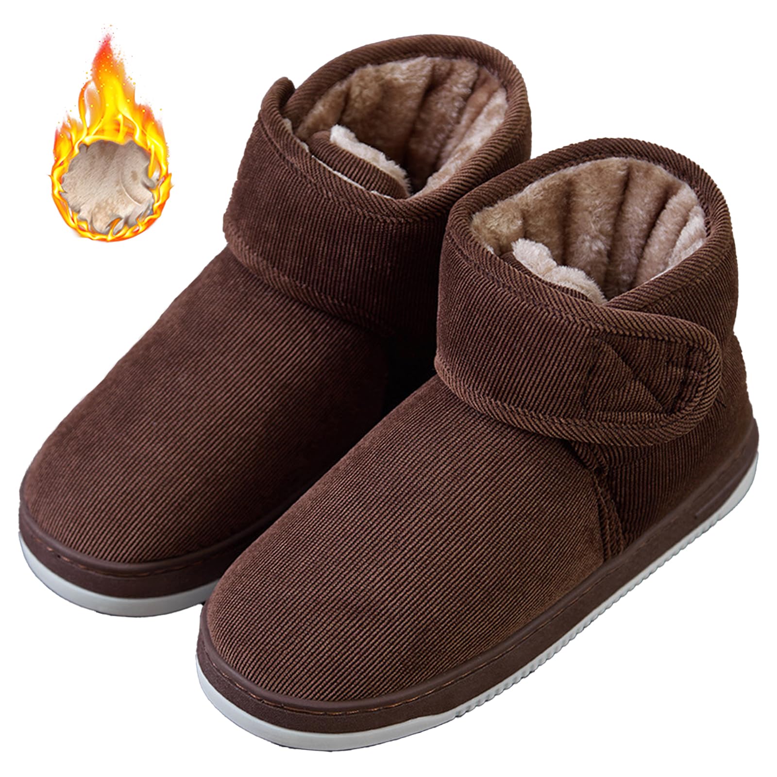bumuam Unisex ciepłe pantofle, futrzane botki z podszewką pogrubione buty regulowane trampki buty outdoorowe, wygodne buty antypoślizgowe na zewnątrz