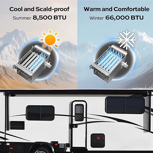 Miniatura 6 de FOGATTI Calentador de agua sin tanque para RV, 66,000 BTU más alto, calentador de agua caliente para caravana, tanque de mezcla integrado, puerta