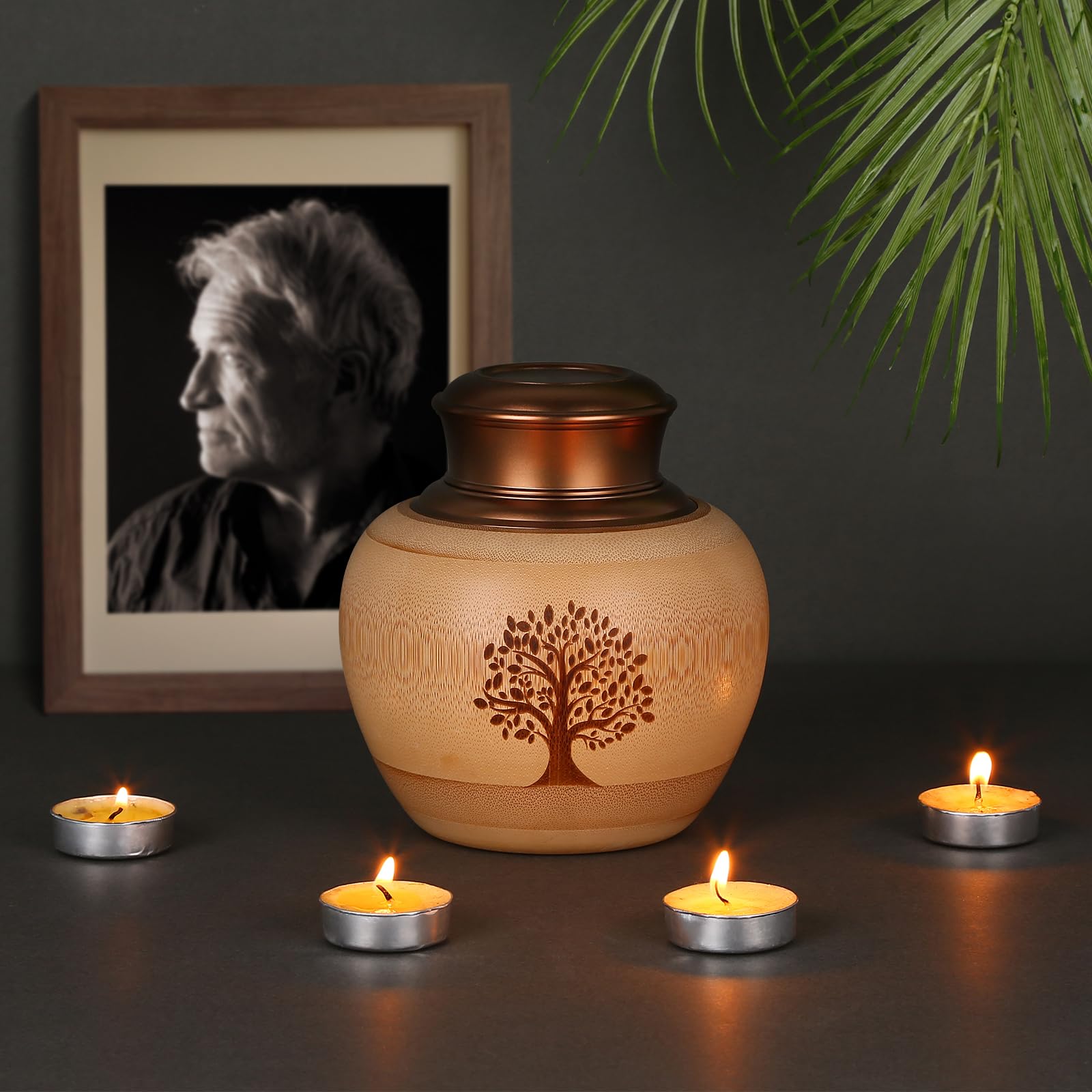 Urnas de Recuerdo Medianas para Cenizas humanas o de Mascotas, Hechas de bambú, urnas de cremación conmemorativas para Cenizas humanas, Adultos, Hembras, machos, urnas Decorativas, contenedor de