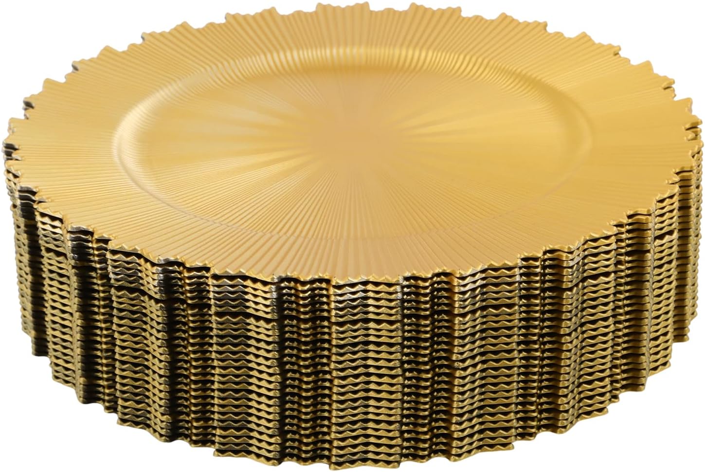 50 Pcs Antique Charger Plates Bulk 13 Inch Embossed Rim Plastic Party Dinner Plate Chargers Round Decorative Server Plate for Wedding Party Event Tableware (50pcs-gold3)
