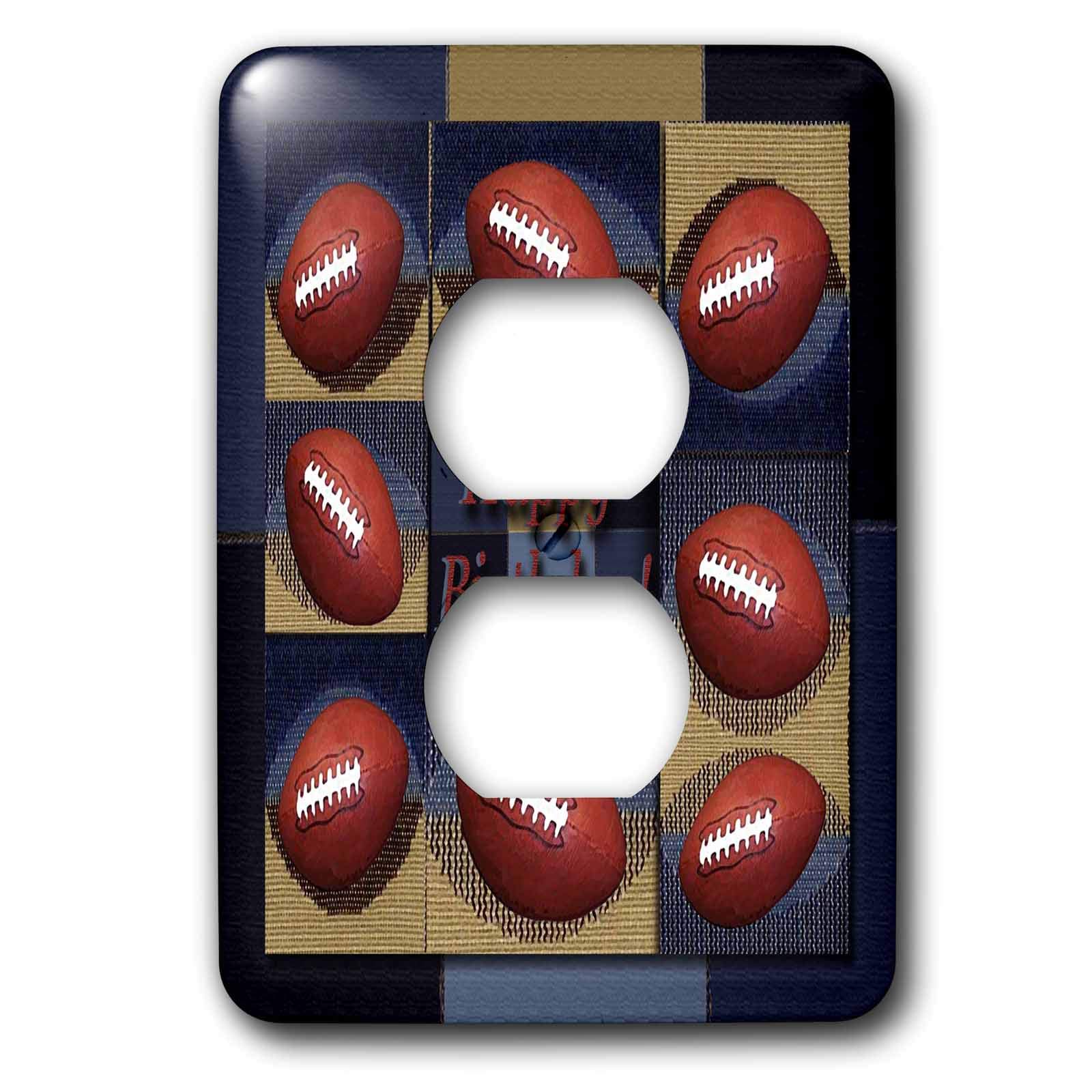 Cache-prises football bleu marron 3dRose lsp_34403_6 au design sportif exclusif