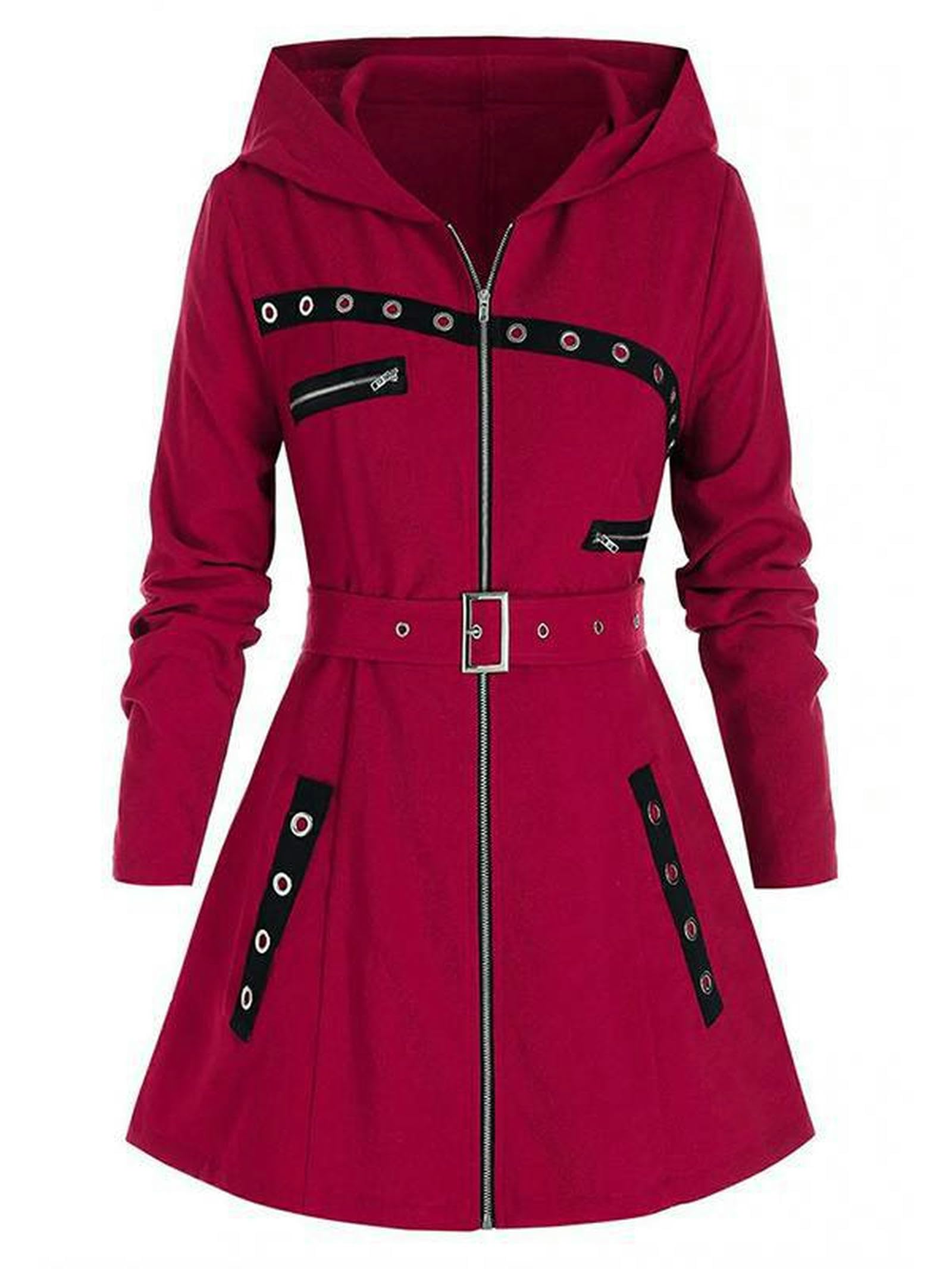 Veste à capuche manches longues femme rouge XL vêtement mi-saison