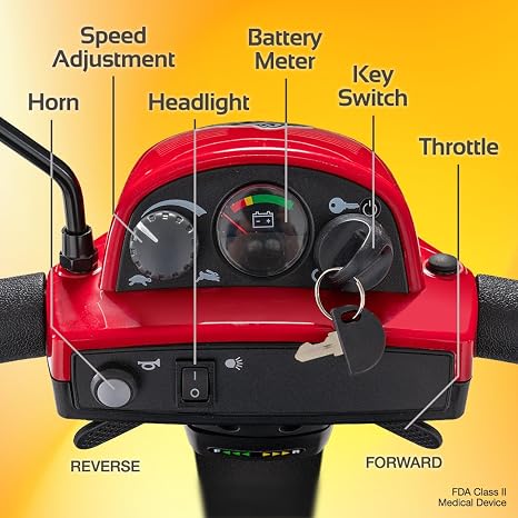 Rascal Conquest 4-Wheel Heavy-Duty Outdoor Mobility Scooter, Long-Range Battery-Powered Electric Travel, 350lb Capacity, Battery Included