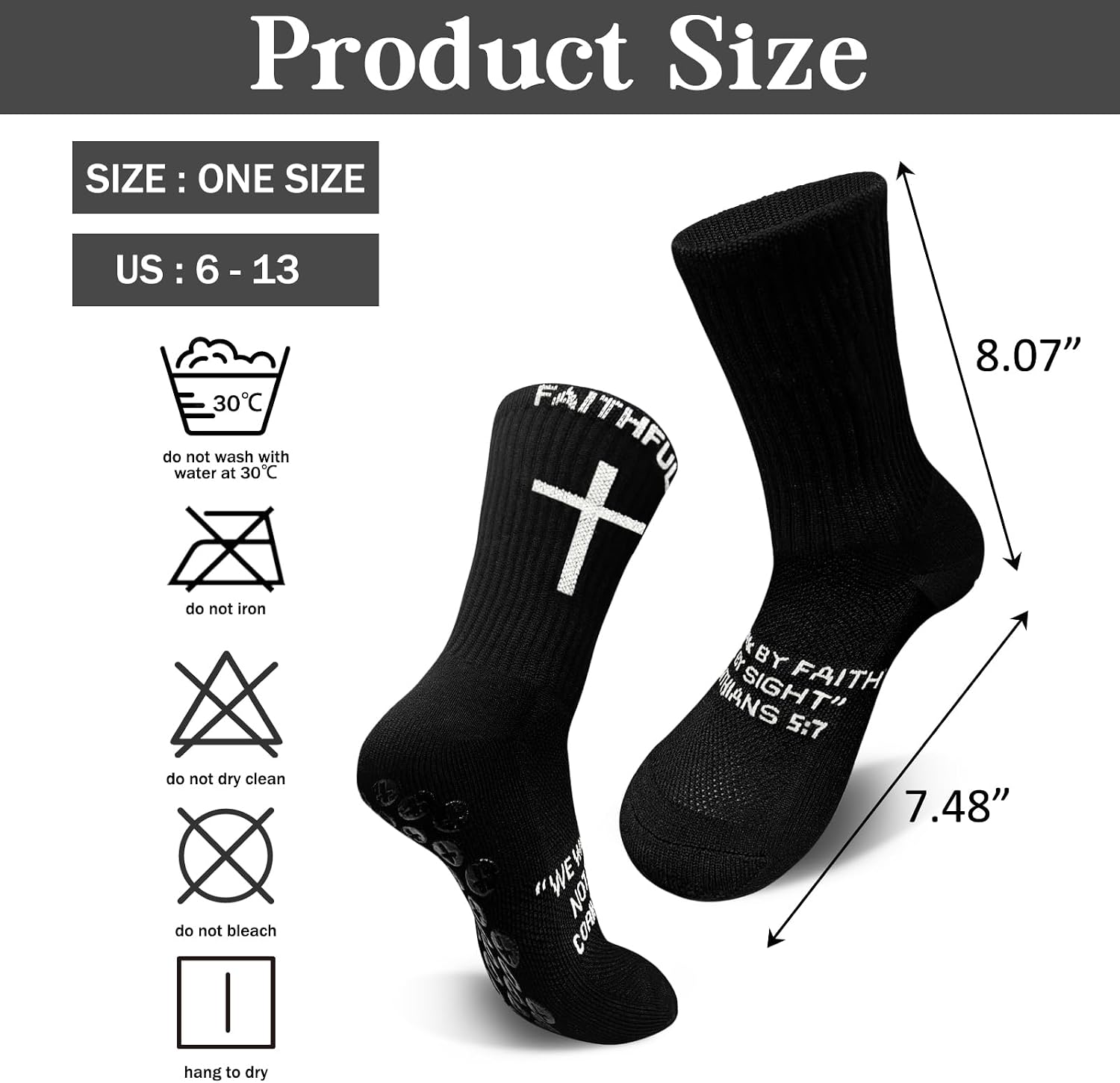 Christian Socks,Cotton Faith Prayer Football Sock,Cross Grip Soccer Socks with Bible Verse for Soccer,Gym US 6-13