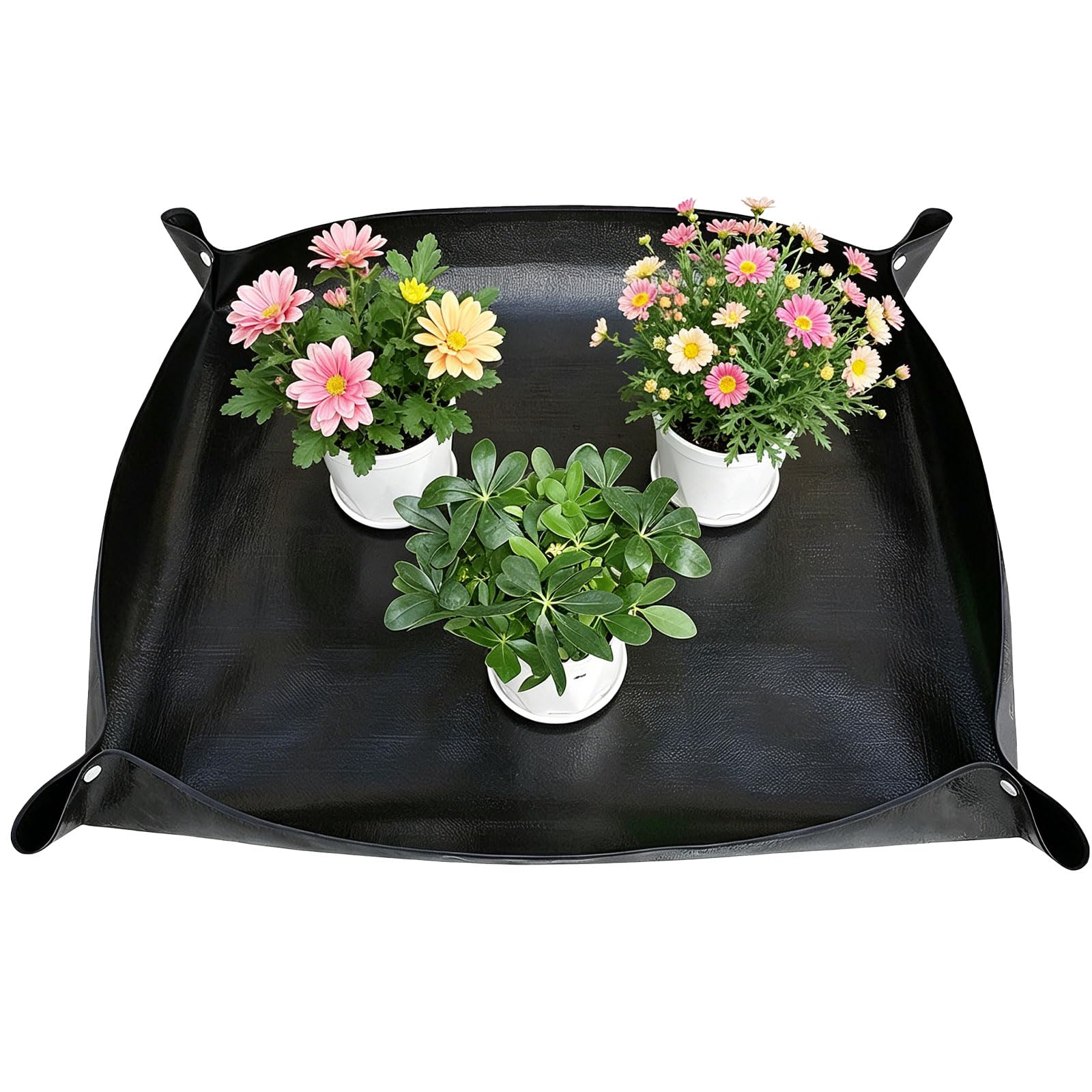 Plant Repotting Mat, 39x59Inch Thicken Waterproof Leak proof Plant Mat, Foldable Gardening Tarp, Tray Planting Operation Square, Portable for Indoor Garden, Repotting, Soil Replacement, Pruning(Black)