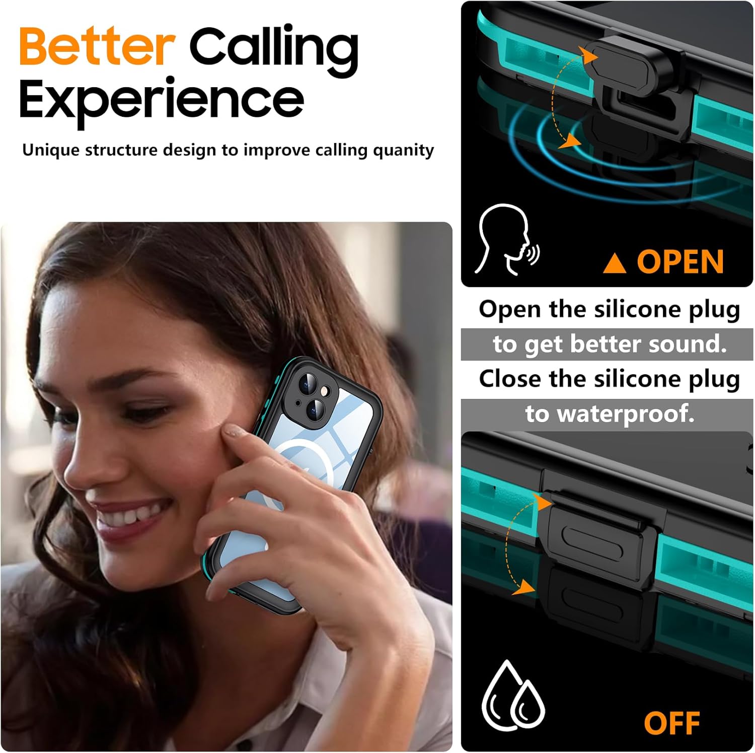 Temdan Magnetic for iPhone 14 Case Waterproof [Compatible with MagSafe] [IP68 Underwater] [Built-in Camera Lens & Screen Protector] Full Body Shockproof Phone Case Blue