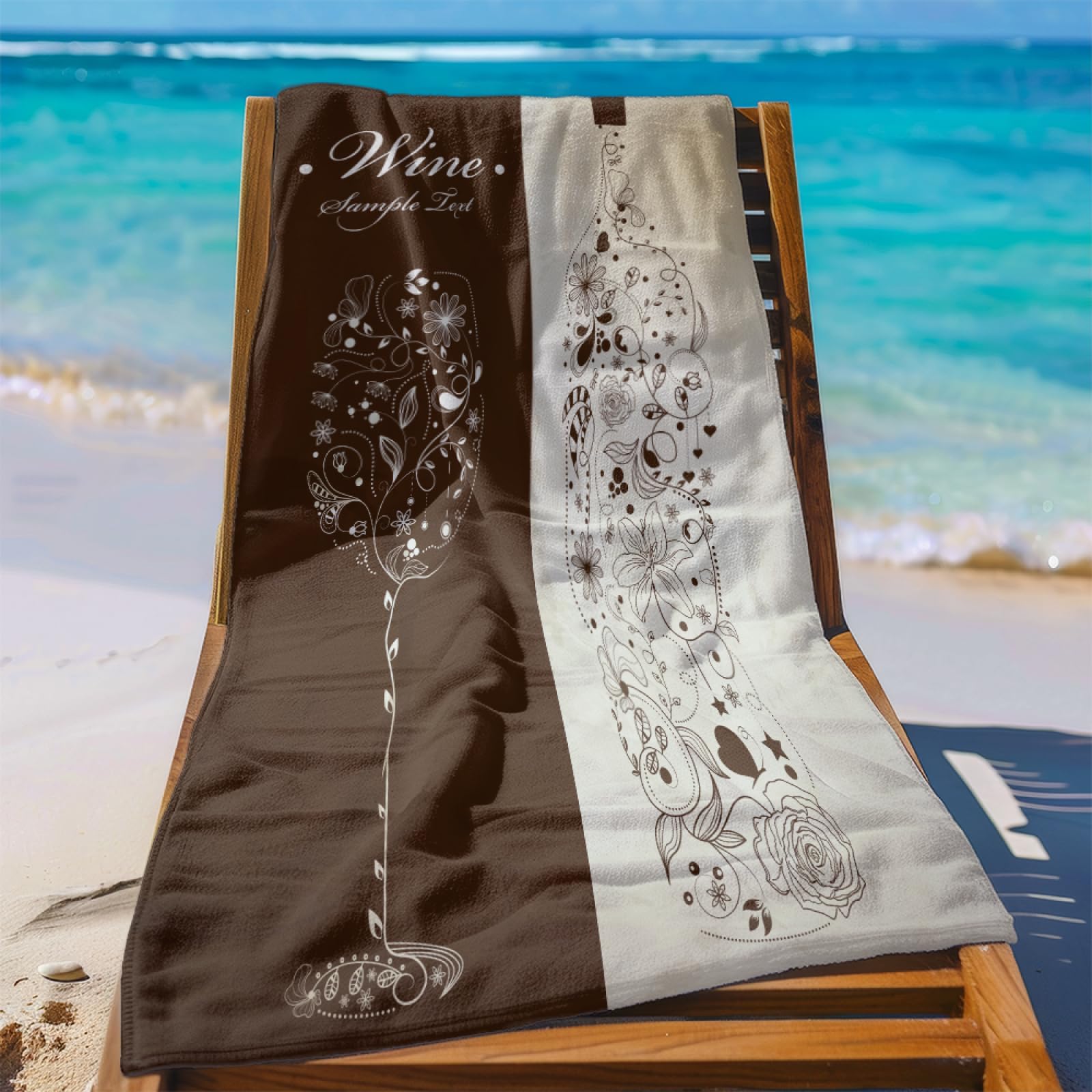 Telo Mare Microfibra 210x230 Stile Rurale Marrone Telo Spiaggia Grande Antisabbia,XXL Asciugamano Mare, Asciugatura Rapida, Stuoia Spiaggia Leggero E Portatile