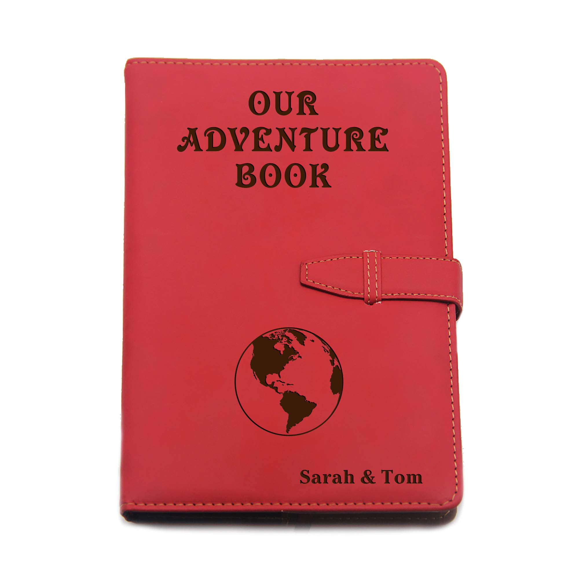 howson london Personalised Gift for Women Men Personalised Notebook A5 Journal Diary PU Leather Notebook Diaries for Her Him Girl Boy Gift for Mothers Day Birthday Graduation Christmas (Globe, Red)