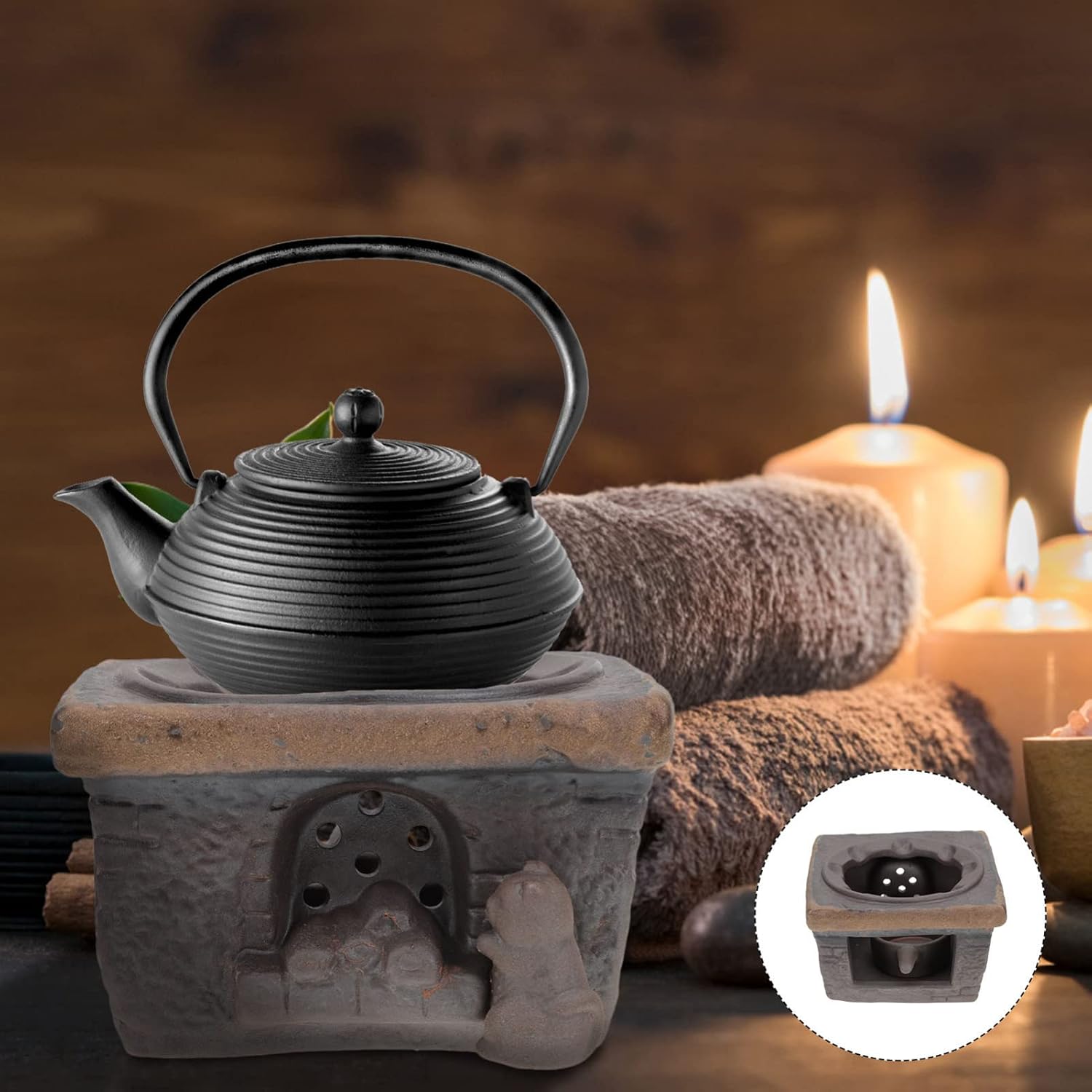 Cabilock Tea Warmer Ceramic Teapot Warmer Teapot Heater Accessory Teapot Heater Base Tea Stove Warmer Teapot Warmer Ceramic Tea Heater Tea Heating Tool Tea Stove Holder