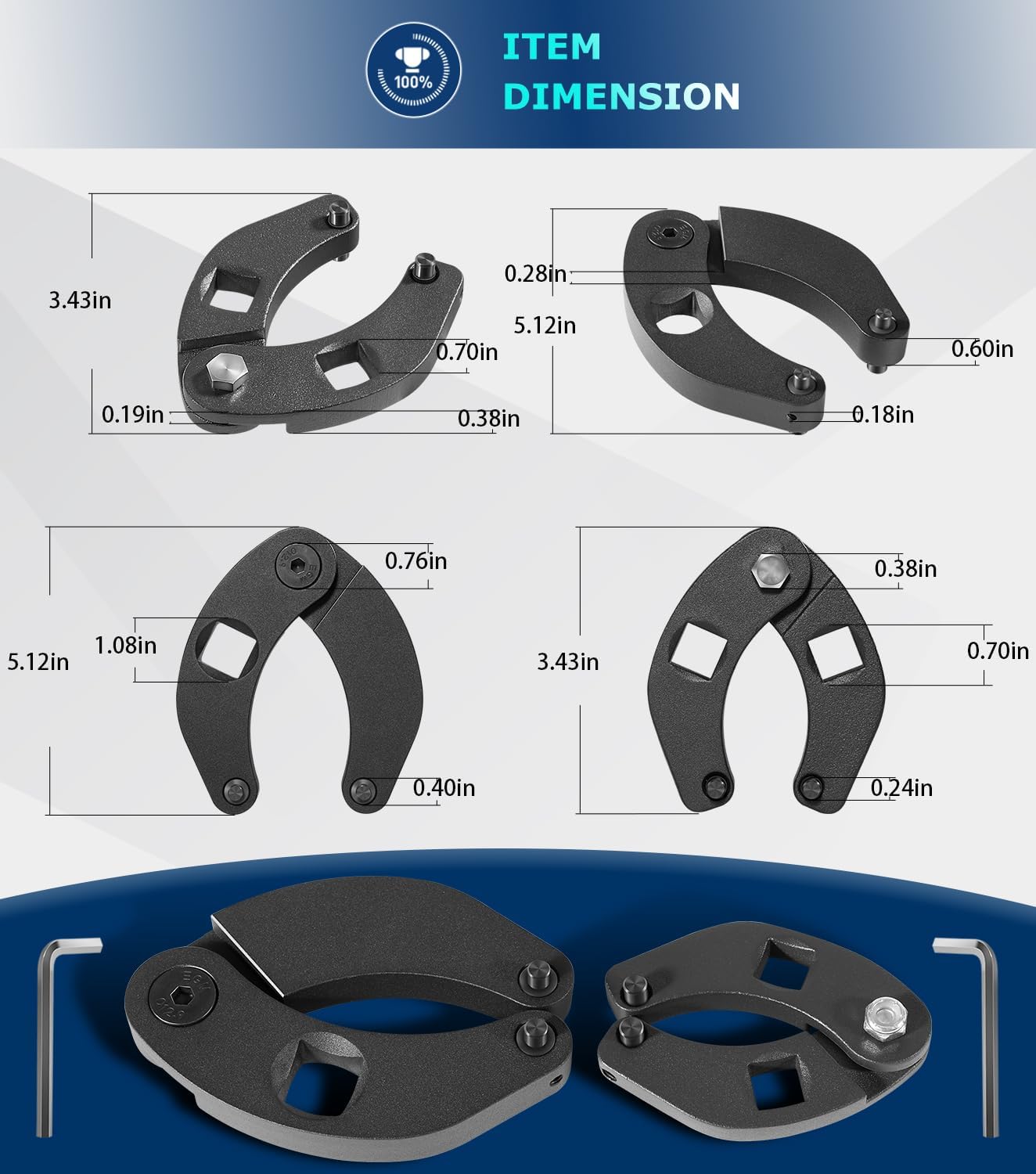 Camoo 1266 & 7463 Adjustable Gland Nut Wrench, 2 Hydraulic Cylinder Spanner Wrench Set Includes Gloves, Microfiber Towel, Pins & Allen Wrenches, Suitable for Farm & Construction Equipment