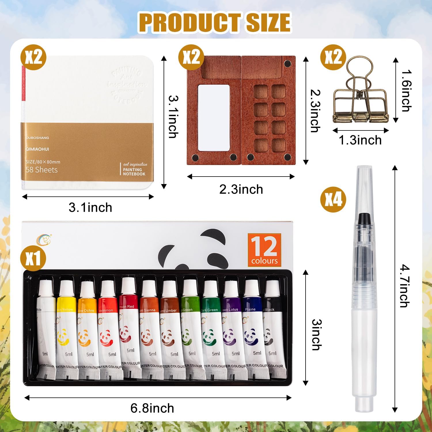 Mini Watercolor Paint Set - Travel Art Kit -4
