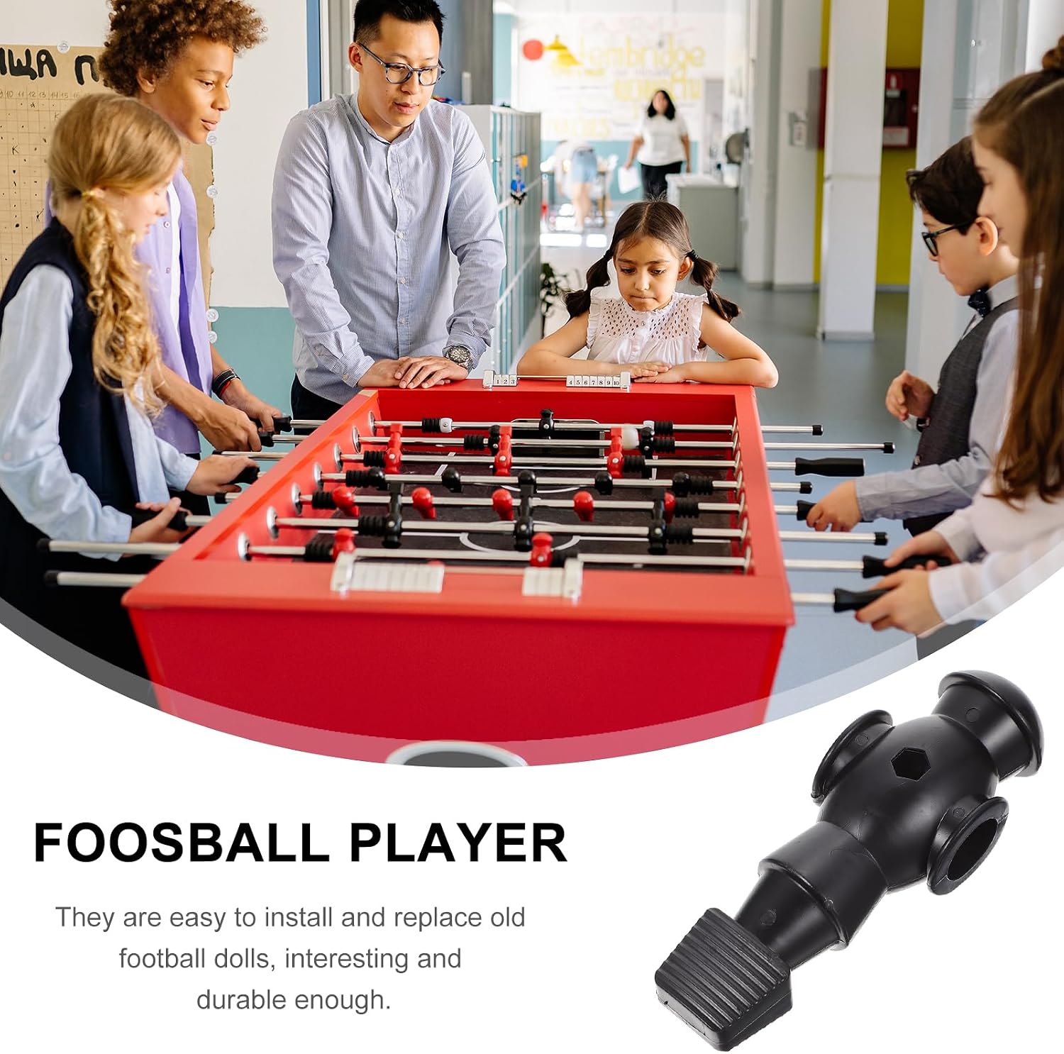 4pcs Foosball Man Statue Table Guys Figurine Robbot Man Soccer Games Player Mini Doll Figure Football Machine Accessories Replacement Parts Red Blue Black White