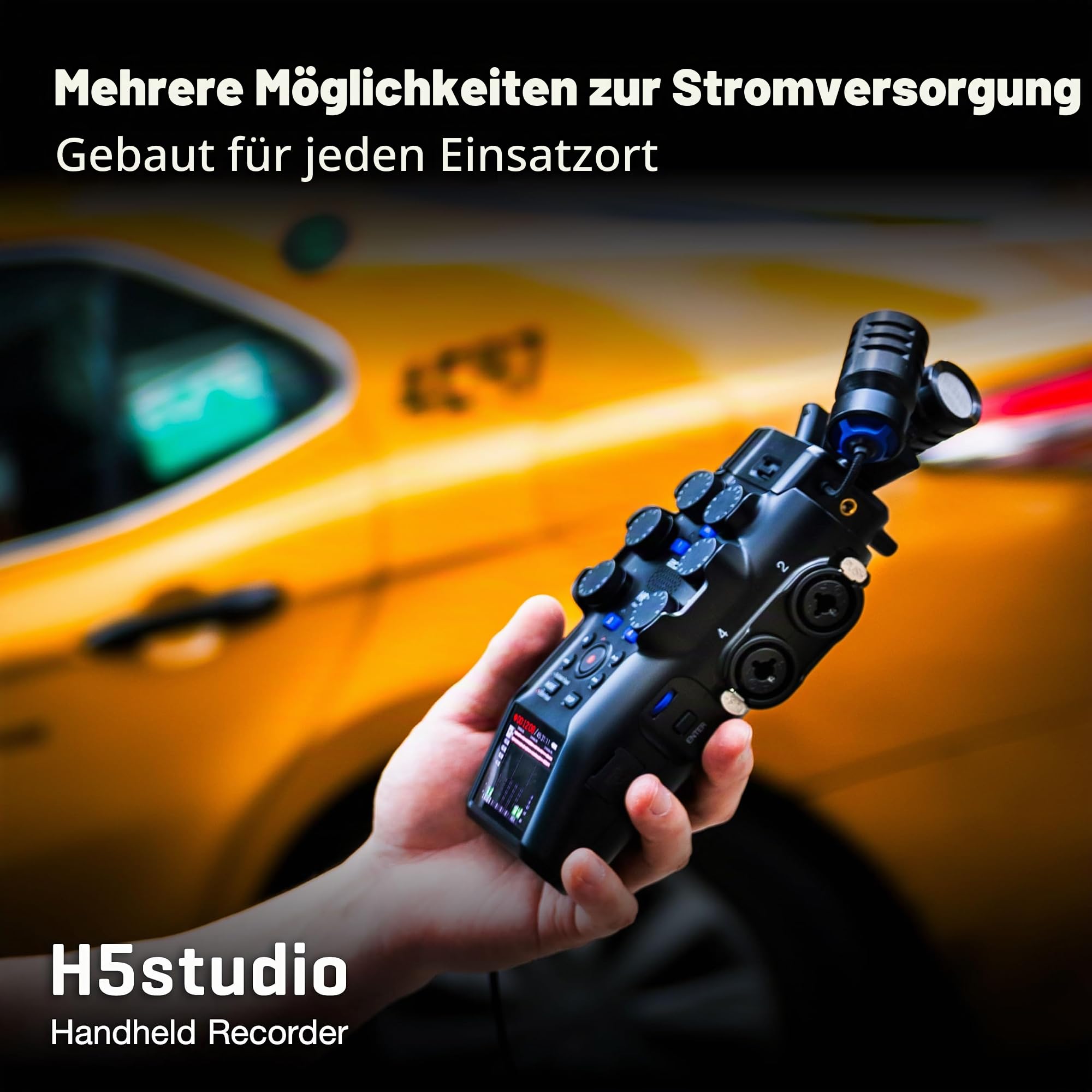 ZOOM H5studio, Handy Recorder mit 6 Spuren, regelbare Aufnahmen mit 192 kHz 32 Bit Float, Mikrofone und Vorverstärker in Studio-Qualität für makellose Klangqualität, schwarz