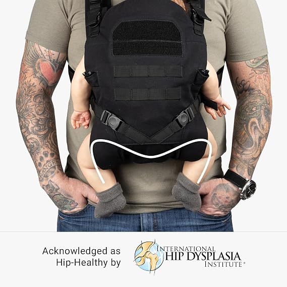 Tactical Baby Gear Daypack Diaper Bag + Tactical Baby Carrier Bundle Military-Grade, MOLLE Compatible, Water-Resistant, Ergonomic Baby Carrier for Infants & Toddlers (Black)