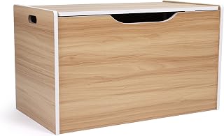 Humble Crew Journey Spielzeugkiste aus Holz mit Deckel, Spielzeugkiste für Kinder, ideal für Schlafzimmer, Kinderzimmer oder Spielzimmer, 68,6 x 38,1 x 43,2 cm (B x L x H) – Natur/Weiß