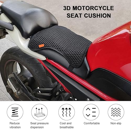 Miniatura 7 de Cojín de asiento de motocicleta con refrigeración por aire 3D de malla para asiento de motocicleta, almohadillas protectoras para glúteos, funda de
