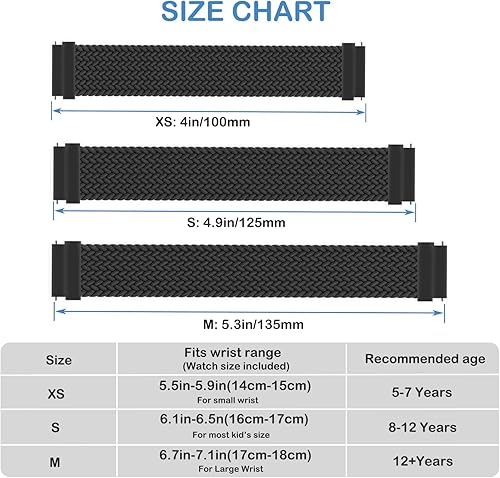 Miniatura 9 de Paquete de 2 correas trenzadas de nailon de repuesto para reloj Gizmo 321 Gabb Watch SyncUP Watch de 0.787in, correa elástica transpirable Solo Loop