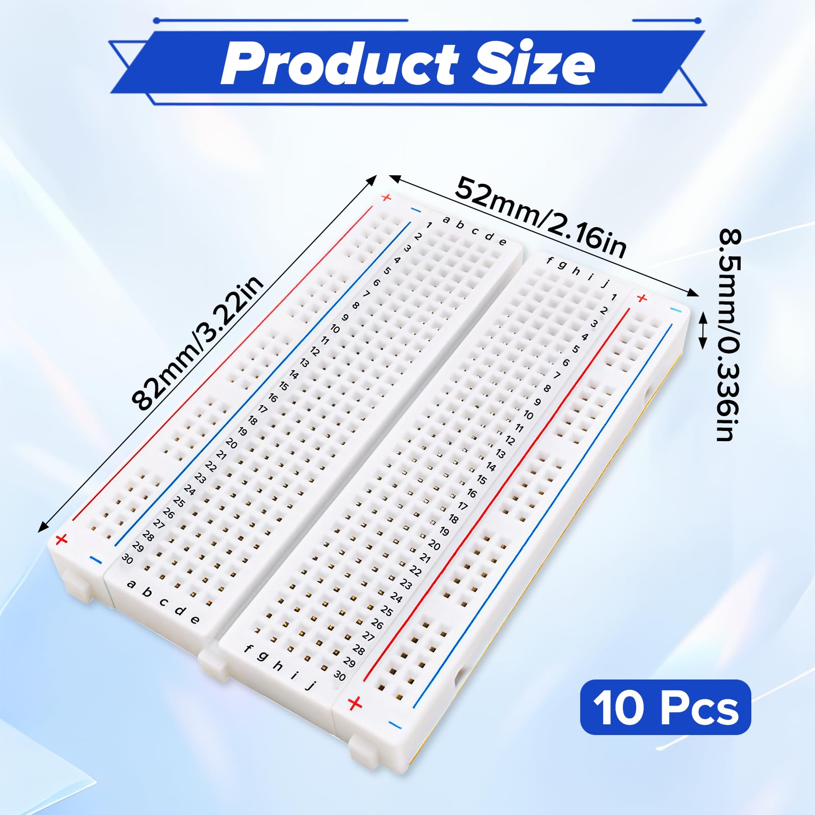 10PCS Breadboard Kit con 400 Punti Basetta Piastra Sperimentale Breadboard Senza Saldatura Compatibile con progetti destinati a singoli Arduino Raspberry Pi