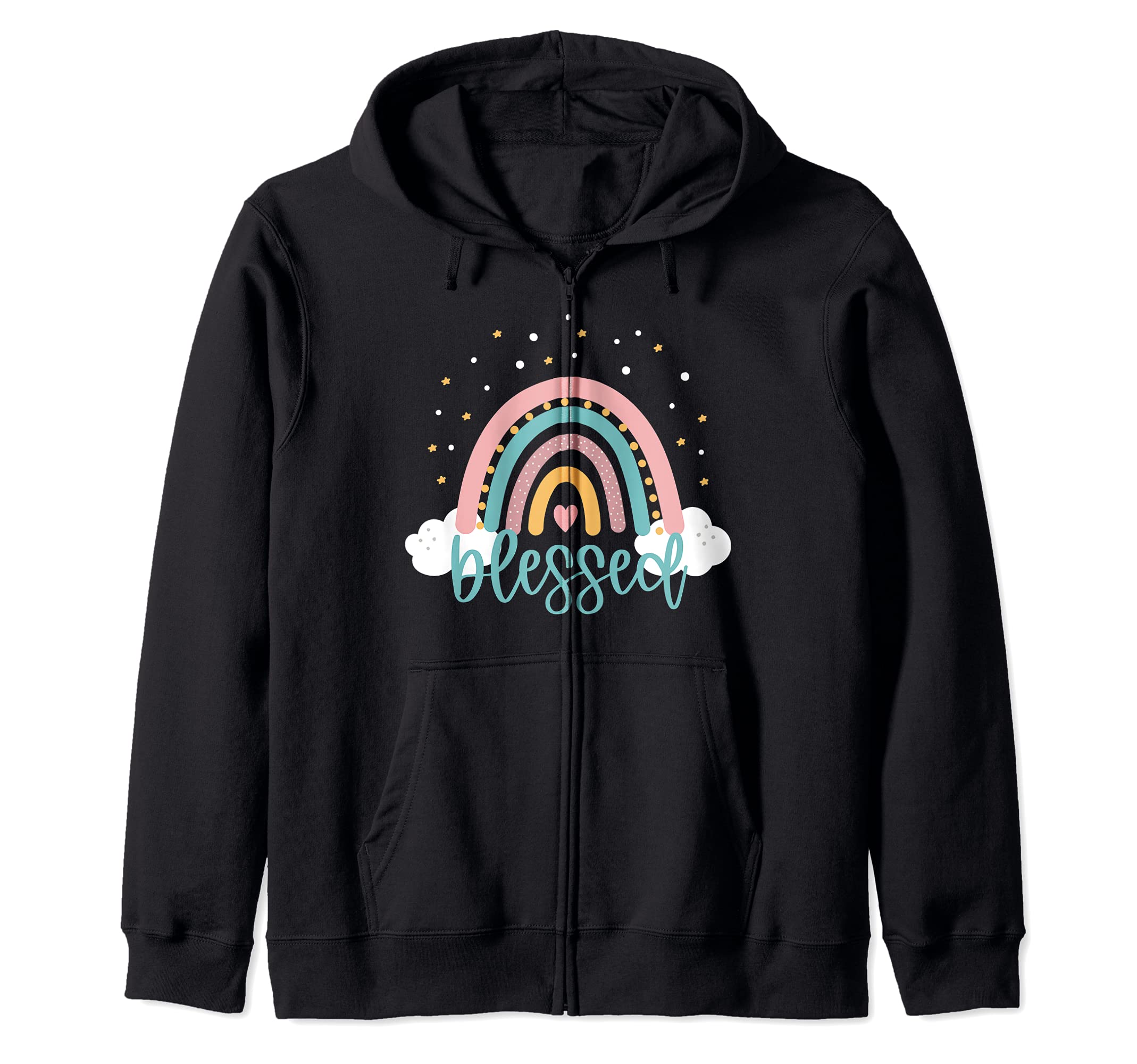Blessed - Cute Rainbow Positive Quotes Inspirational Saying Zip Hoodie