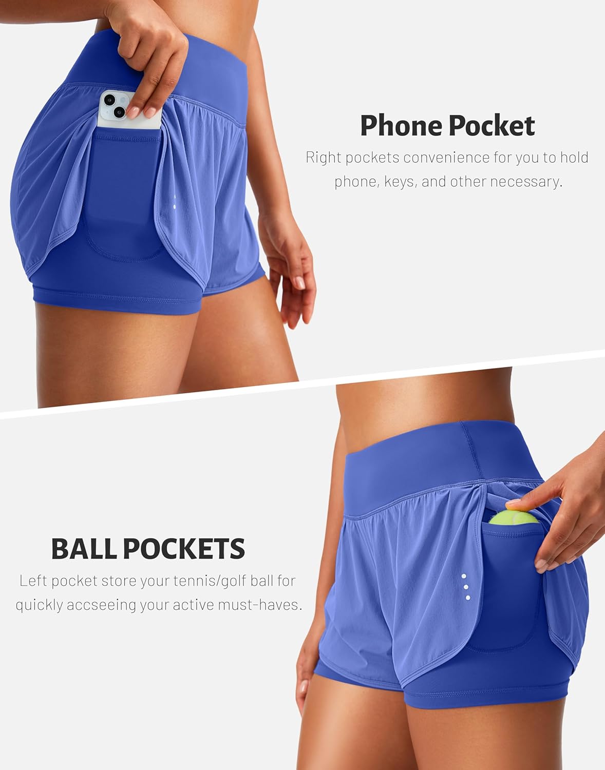 Soothfeel Women's Running Shorts with Zipper Pocket 2 in 1 High Wasited Workout Athletic Gym Yoga Spandex Shorts for Women - Image 3