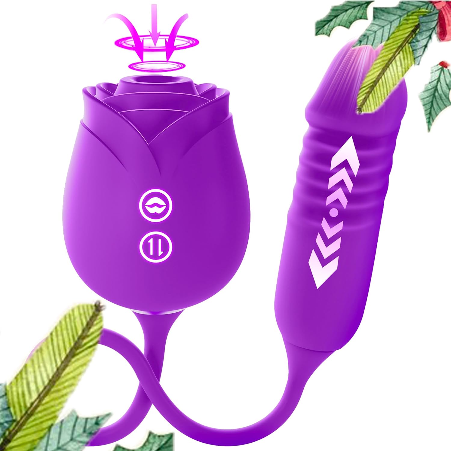 2026 Newly Efficient Version Rose Suction Toy for Woman 2 in 1 Rose Adult Tool 10 Insert 10 Lick Tongue Motion Double Motor (Red)