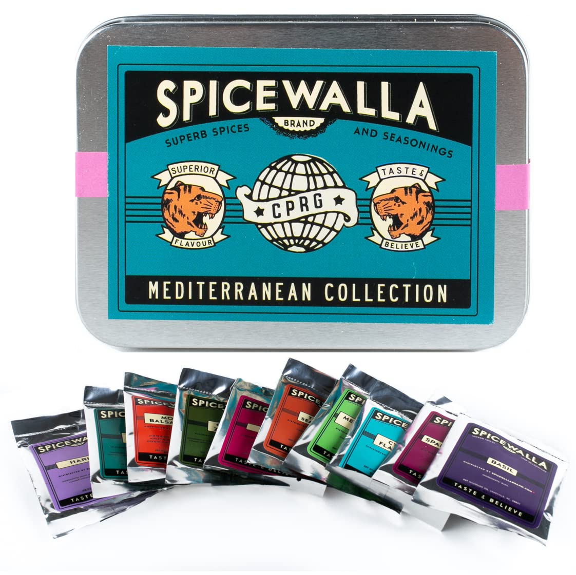 Spicewalla Mediterannean Spice Sampler | 10 Blends, 20 servings | Tasting Collection Spices and Seasonings Kit | Gourmet Harissa, Zaatar, Paprika, Oregano