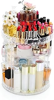حامل فرشاة المكياج الشفاف وتخزين المجوهرات، منظم متعدد الوظائف للعناية بالبشرة ومستحضرات التجميل مع 8 طبقات، يدور 360 درجة لسهولة الوصول، مثالي للعناصر ذات الحجم الكبير