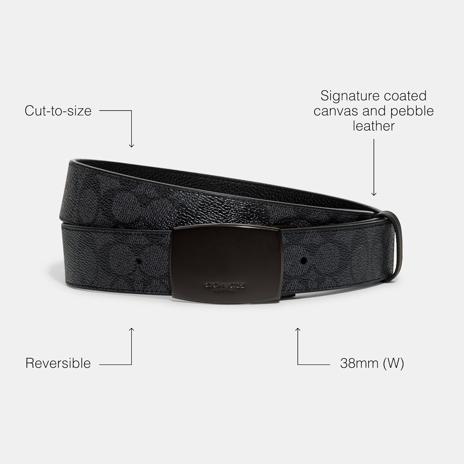 COACH 38 Mm Casual Belt Box, Black/Charcoal - Image 3