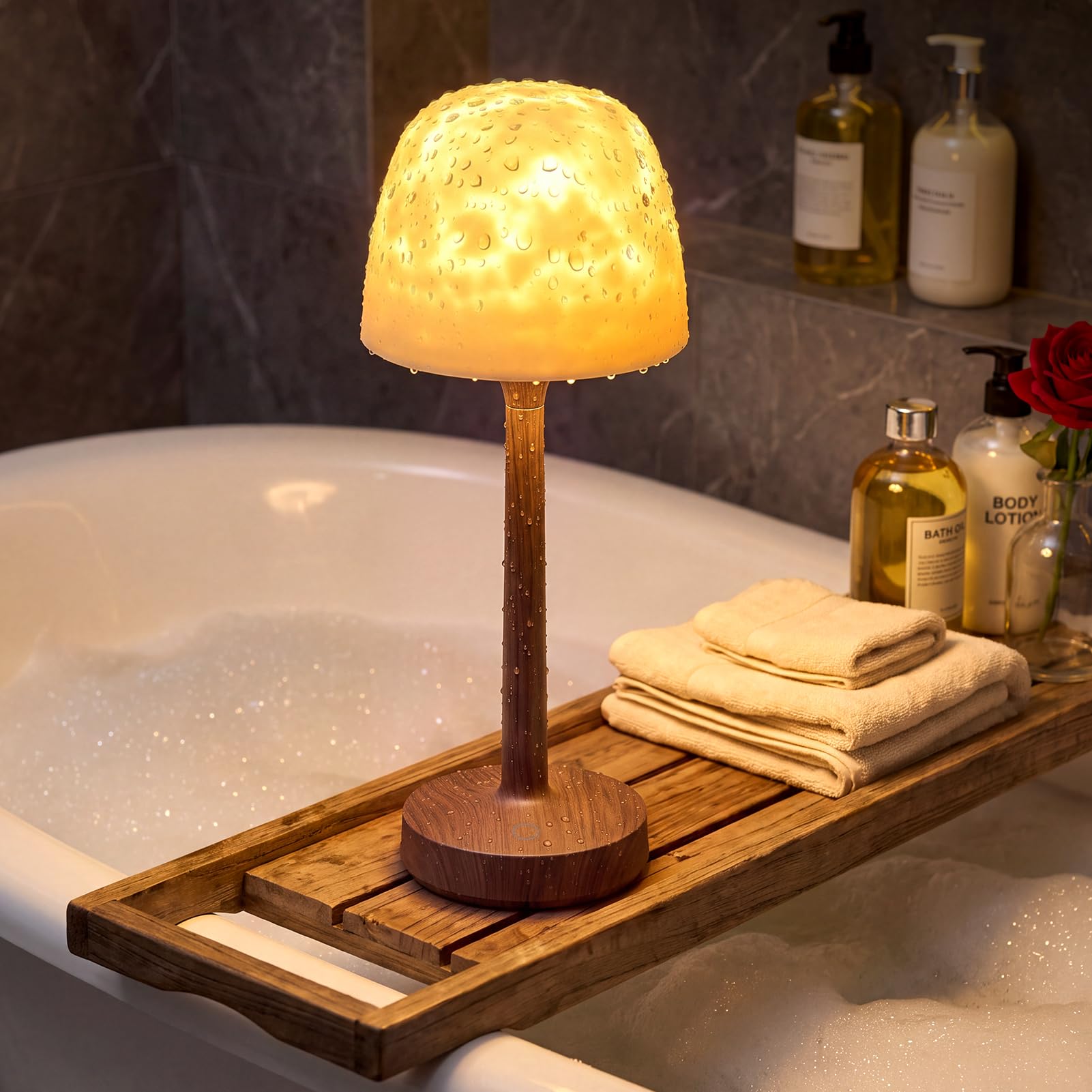 Warmiehomy Waterproof Shower Lamp, RGB Ocean Wave Projector for Bathroom