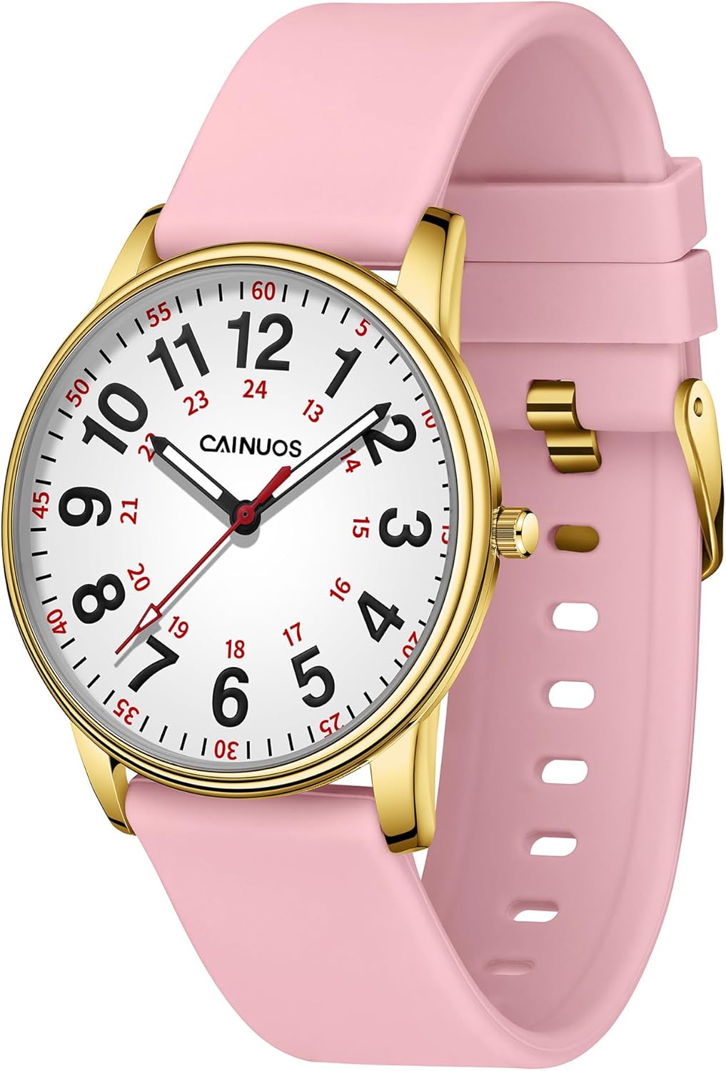 Nurse Watch for Medical Professionals, Students Women Men - Military Time Luminouse Easy Read Dial, 24 Hour with Second Hand, Colorful Silicone Band