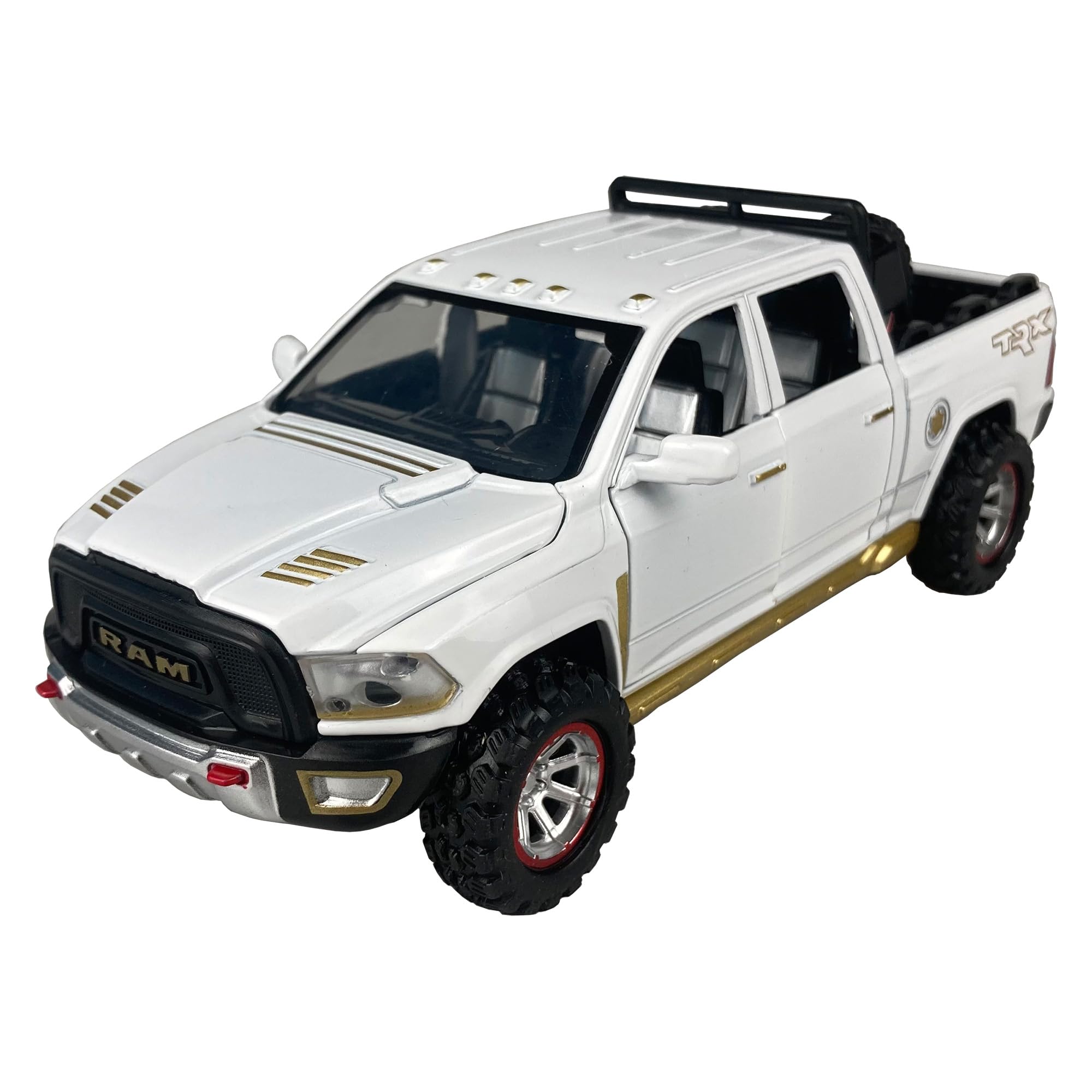 1:32 Scale 2021 RAM 1500 TRX Pick-up Truck ORV Alloy Diecast Model Toy with Spare Tires & Rack (White)