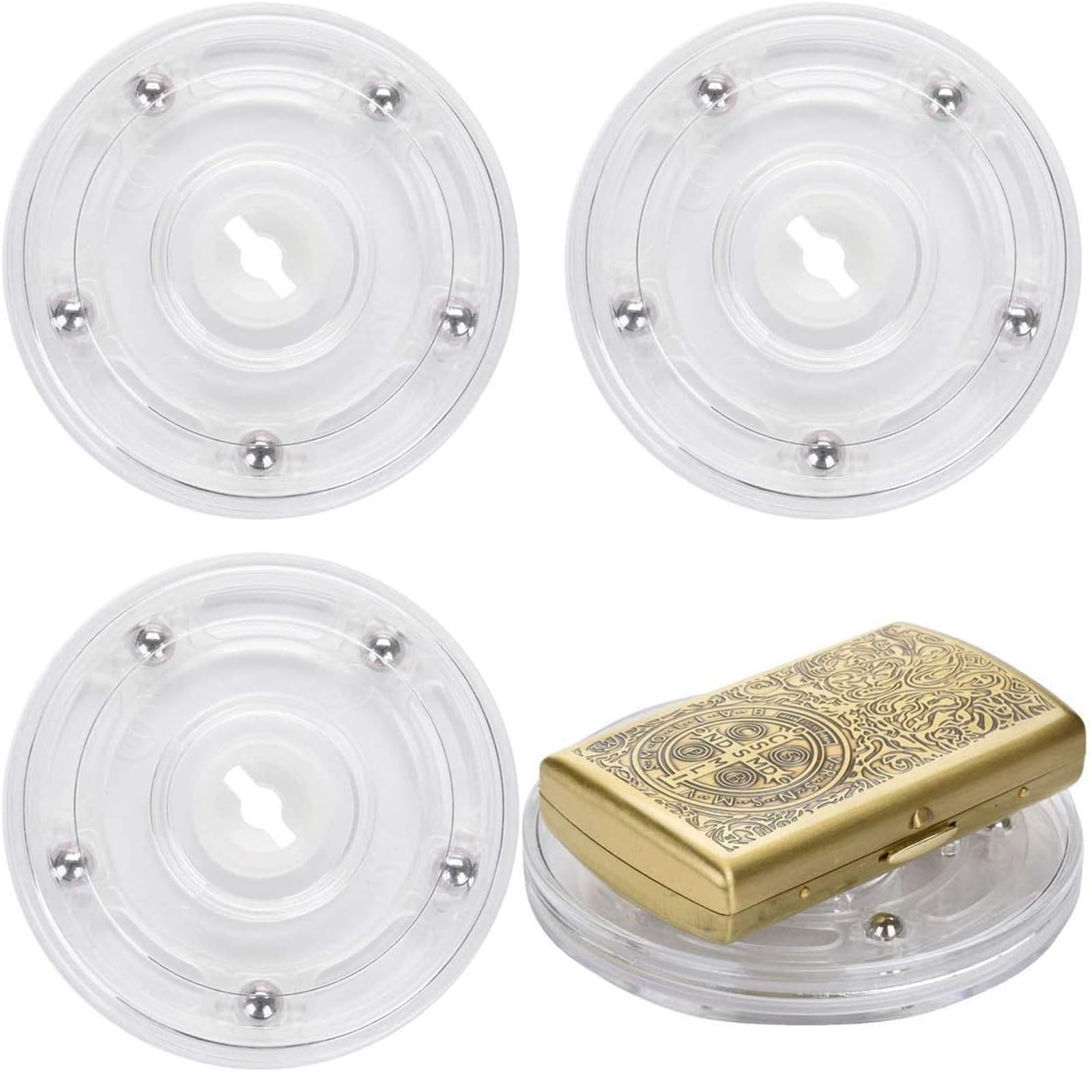 Tambee Clear Lazy Susan Turntable Storage Organizer For Cupboard Spice Rack Kitchen Condiment Holder Rotating Swivel Stand Turntable Ball Bearings Stand (, 10Cm (2Pcs))