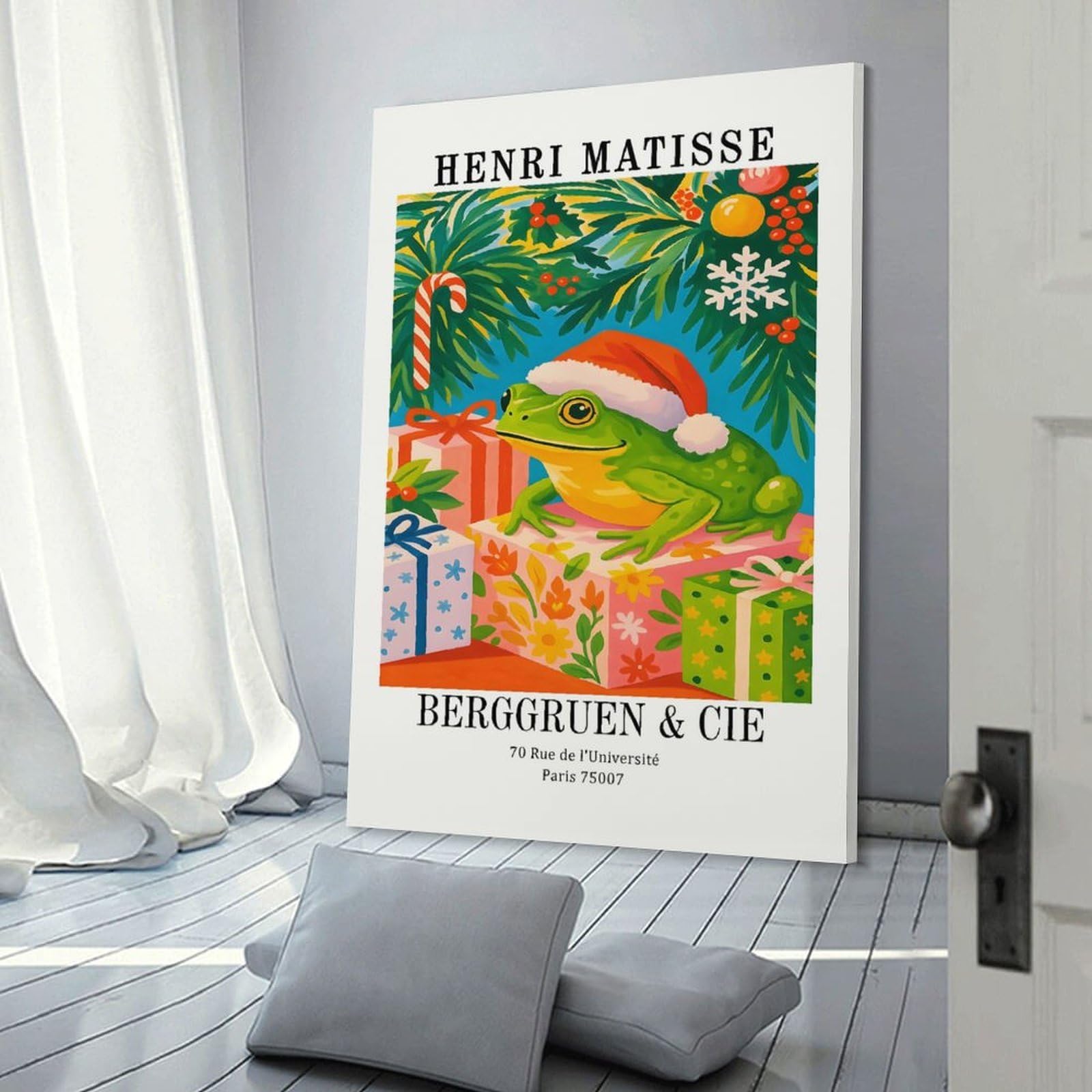 Junmoney Wall Decor Canvas Print Henri Matisse Christmas Frog Art Print, 08x12inch(20x30cm), for Bedroom Walls, Guest Spaces Or Lounges, Decorative Wall Art for Cosy Rooms